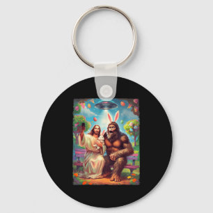 Bigfoot bunny funny easter jesus sasquatch selfie keychain