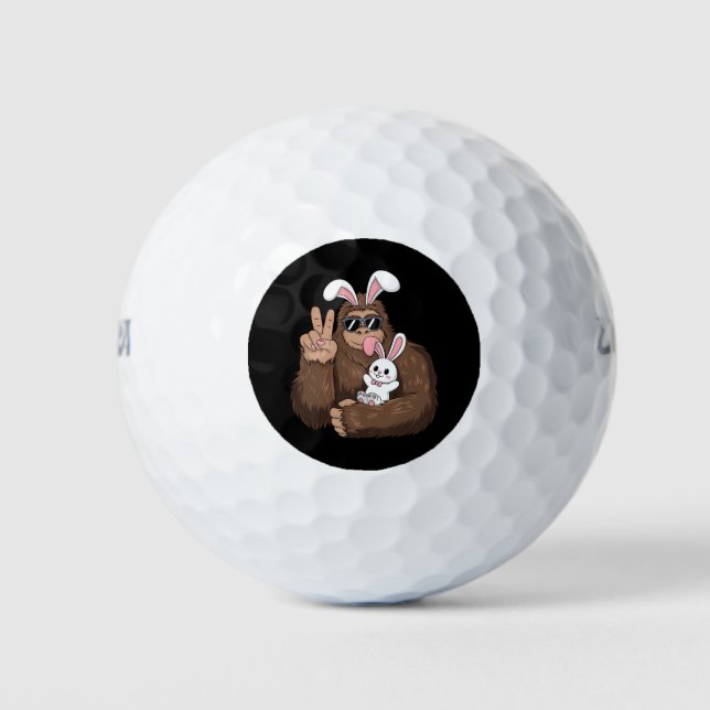 Bigfoot Bunny Rabbit Funny Easter Day Sasquatch Golf Balls (Front)