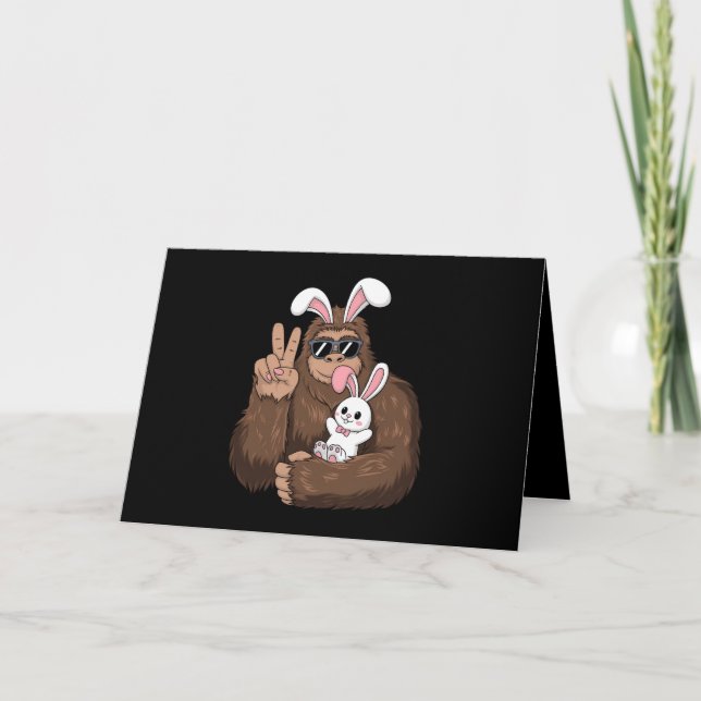 Bigfoot Bunny Rabbit Funny Easter Day Sasquatch Thank You Card (Front)