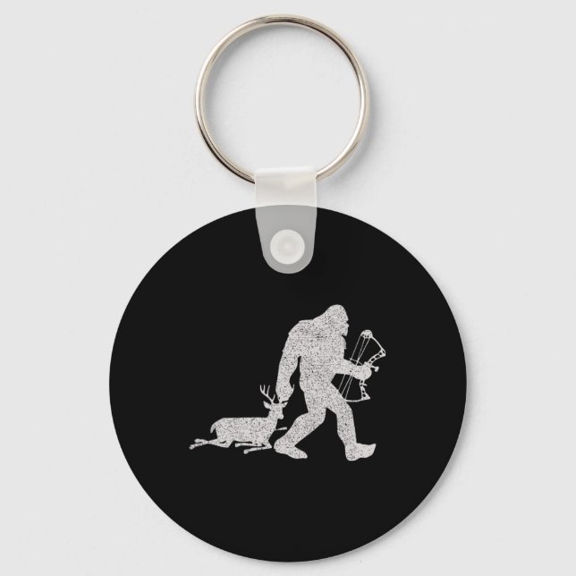 Bigfoot Bygs A Deer Big Foot Deer Bow Hunting  Keychain (Front)