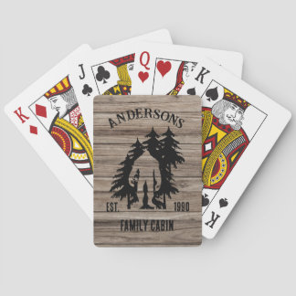 Bigfoot Cabin Rustic Wood Family Custom Name  Poker Cards