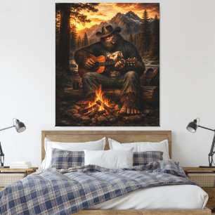Bigfoot Campfire Guitar Player Canvas Print