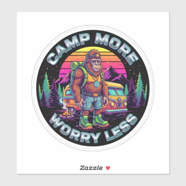 Bigfoot Camping-Camp More Worry Less Sticker (Sheet)
