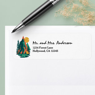 BigFoot Camping Forest Mountains Custom Address Label
