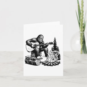 Bigfoot Camping Smore Rock Bigfoot Playing Guitar Card