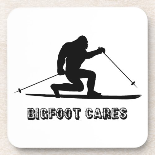 Bigfoot Cares Telemark Skiing Beverage Coaster