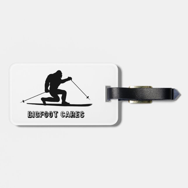 Bigfoot Cares Telemark Skiing Luggage Tag (Back Horizontal)