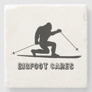 Bigfoot Cares Telemark Skiing Stone Coaster