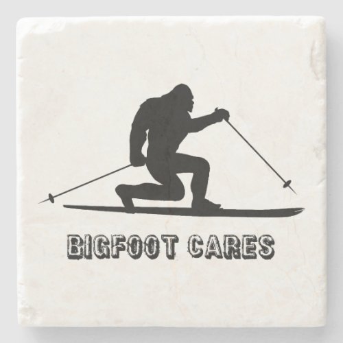 Bigfoot Cares Telemark Skiing Stone Coaster
