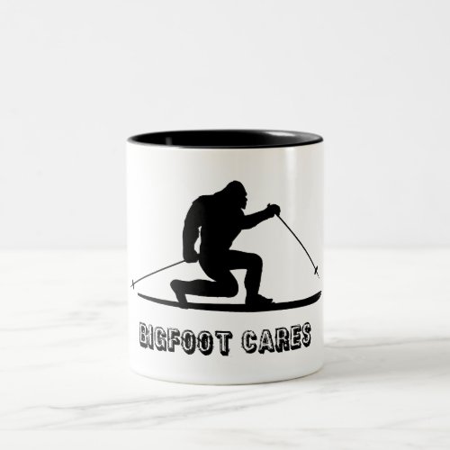 Bigfoot Cares Telemark Skiing Two_Tone Coffee Mug