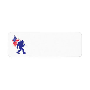 Bigfoot Carrying an American Flag Label