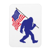 Bigfoot Carrying an American Flag