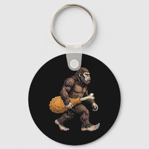 Bigfoot Carrying Chicken Drumstick Sasquatch Lover Keychain