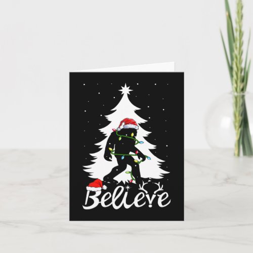 Bigfoot Carrying Christmas Tree Sasquatch Believer Card