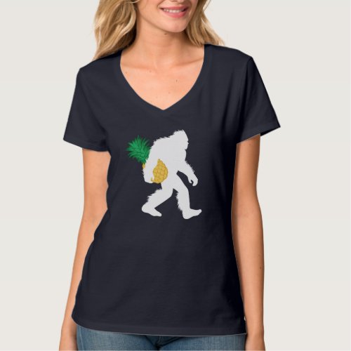 Bigfoot Carrying Pineapple Sasquatch With Fruit T_Shirt
