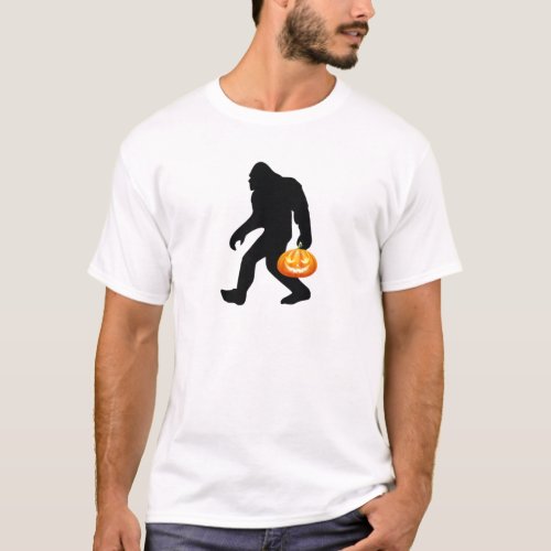 Bigfoot Carrying Pumpkin Halloween Christmas  T_Shirt