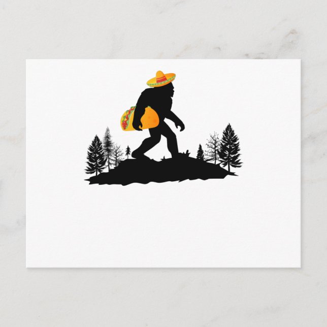 Bigfoot Carrying Taco Cinco De Mayo Sasquatch Postcard (Front)