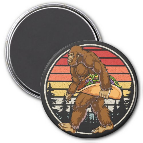 Bigfoot Carrying Taco Circle Magnet