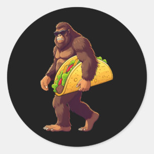 Bigfoot Carrying Taco Funny Taco Lover Boys Men Sa Classic Round Sticker