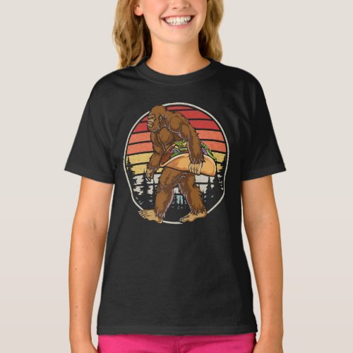 Bigfoot Carrying Taco Girl T_Shirt