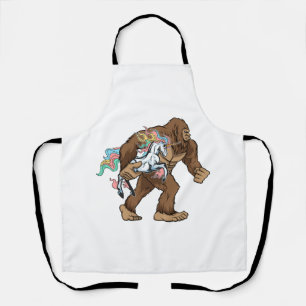Bigfoot Carrying Unicorn Funny Sasquatch Gifts Apron