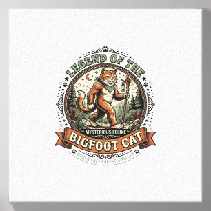 Bigfoot Cat Bigfoot Sasquatch Cat Vintage Vector A Canvas Photo Tile