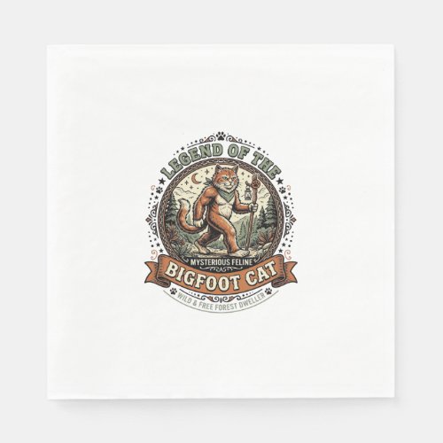 Bigfoot Cat Bigfoot Sasquatch Cat Vintage Vector A Napkins