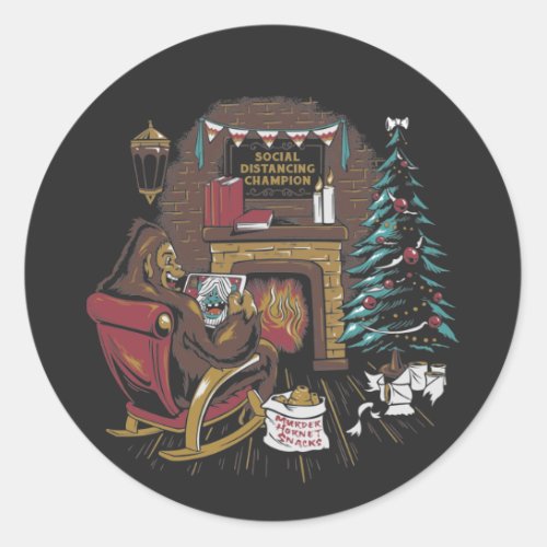 Bigfoot Champion Xmas Classic Round Sticker