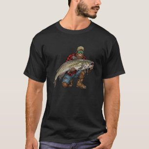Bigfoot Channel Catfish Fishing Trophy Funny Sasqu T-Shirt