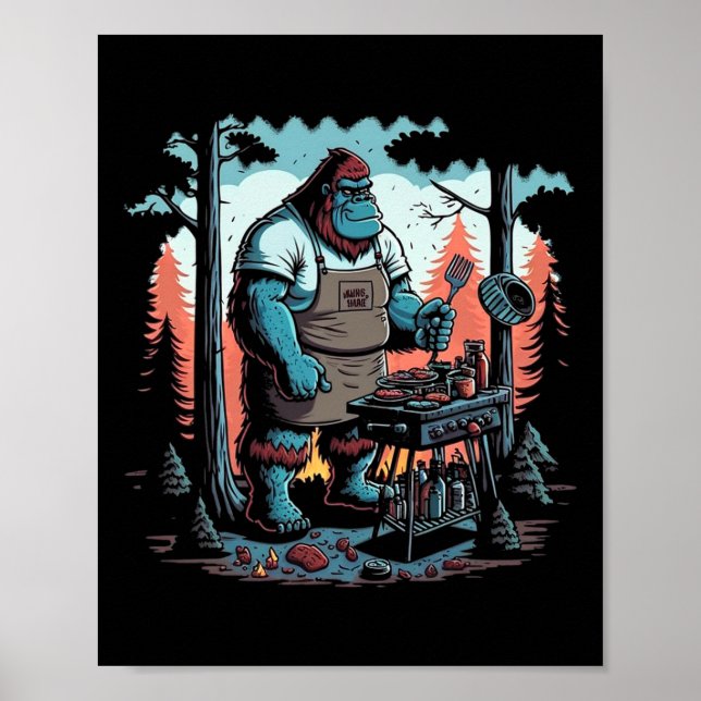 Bigfoot Chef Grill Bbq Master Byrbecue  Poster (Front)