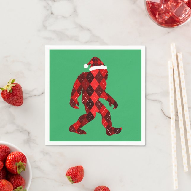 Bigfoot Christmas - Funny Christmas  Napkins (Insitu)