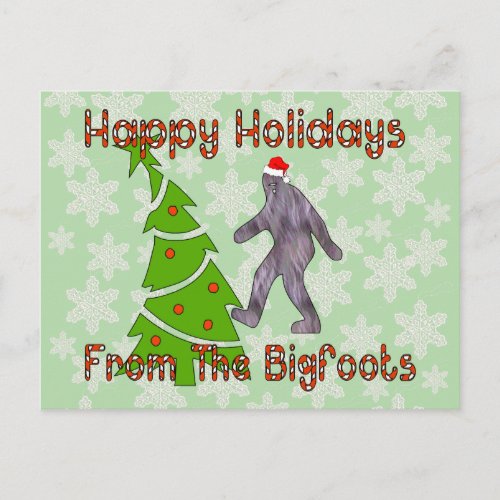 Bigfoot Christmas Holiday Postcard