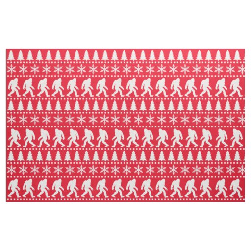 Bigfoot Christmas Holidays Sasquatch Print Fabric