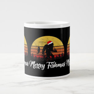 Bigfoot Christmas Santa Hat Merry Fishmas Vintage Giant Coffee Mug