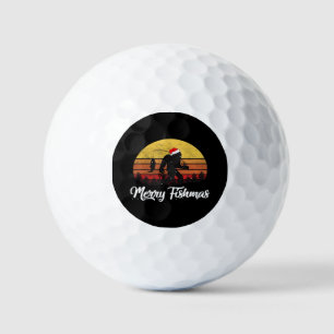 Bigfoot Christmas Santa Hat Merry Fishmas Vintage  Golf Balls