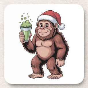 Bigfoot Christmas Sasquatch Matcha Lover Beverage Coaster