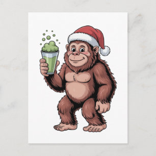 Bigfoot Christmas Sasquatch Matcha Lover  Invitation Postcard