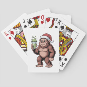 Bigfoot Christmas Sasquatch Matcha Lover  Poker Cards