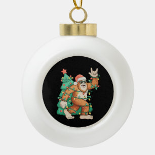 Bigfoot Christmas Sasquatch Xmas Tree Lights Santa Ceramic Ball Christmas Ornament