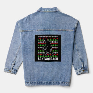 Bigfoot Christmas Shirt Denim Jacket