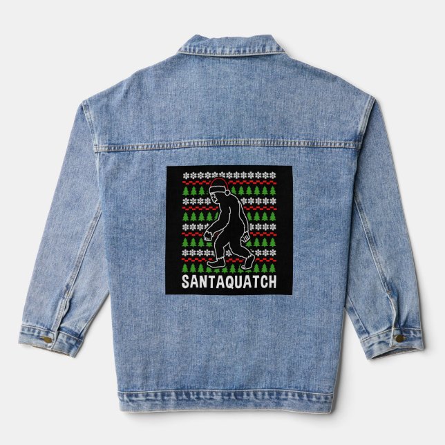 Bigfoot Christmas Shirt Denim Jacket (Back)