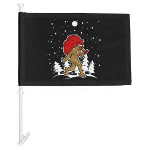 Bigfoot Christmas Shirt Holiday Party Yeti Tshirt Car Flag