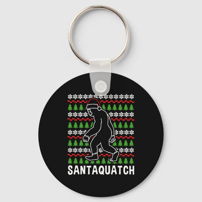Bigfoot Christmas Shirt Keychain (Front)
