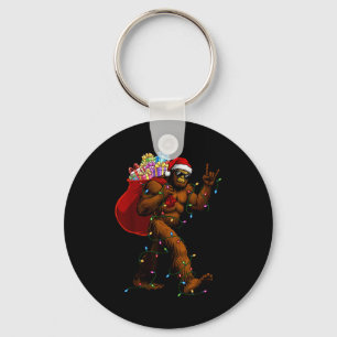 Bigfoot Christmas Shirts Boys Men Xmas Tree Lights Keychain