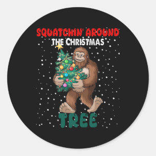 Bigfoot Christmas Squatchin' Around The Christmas Classic Round Sticker