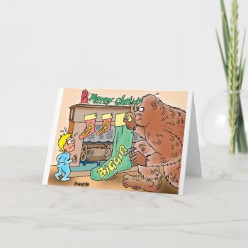 Bigfoot Christmas Stocking Greeting Card by rosandich_gifts at Zazzle