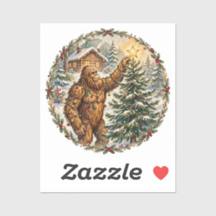 Bigfoot Christmas Tree Cryptid Sticker