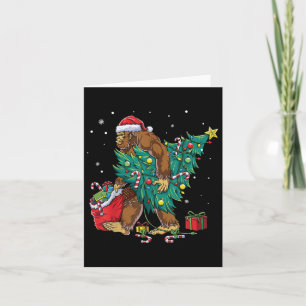 Bigfoot Christmas Tree Lights Funny Xmas Sasquatch Card