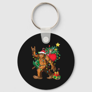 Bigfoot Christmas Tree Lights Xmas Boys Men Sasqua Keychain