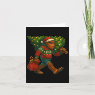 Bigfoot Christmas Tree Lights Xmas Sasquatch Boys Card
